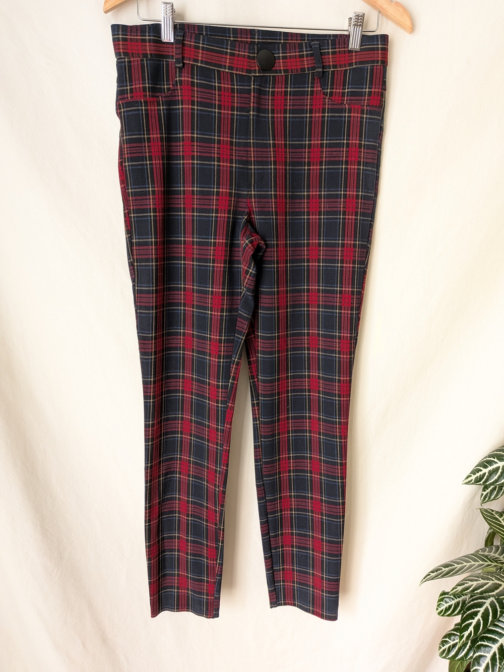 Zara Red and Navy Plaid Trousers